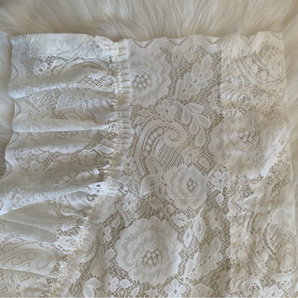 Vintage White Lace Valence 40” Length Ruffled Embroidered Curtains Set o… - Picture 6 of 15